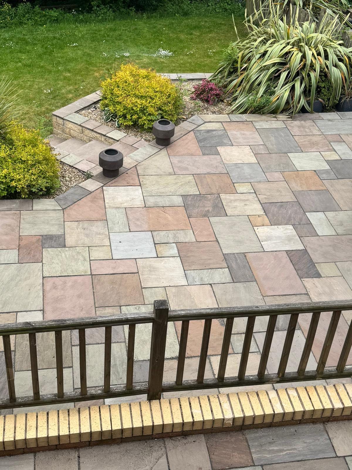 Indian sandstone patio detail — material and laying texture